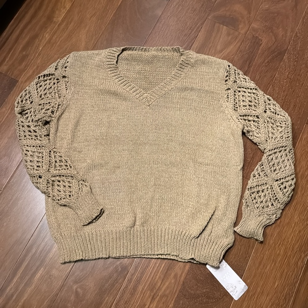 NWT Women’s size Large Sweater Pointelle V-Neck - Picture 5 of 12